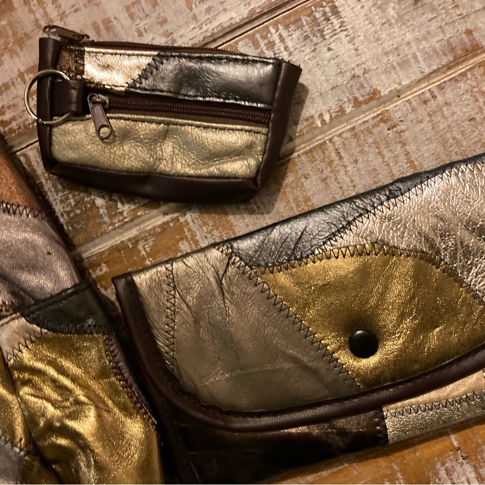 Vintage Patchwork Leather Shoulder Bag Set - image 3